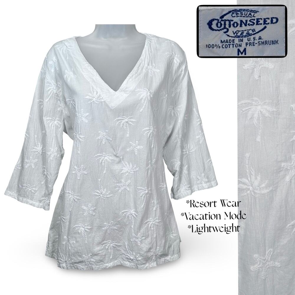 Cotton Seed Tunic Lightweight Cotton Preshrunk Womens Medium USA Resort Wear